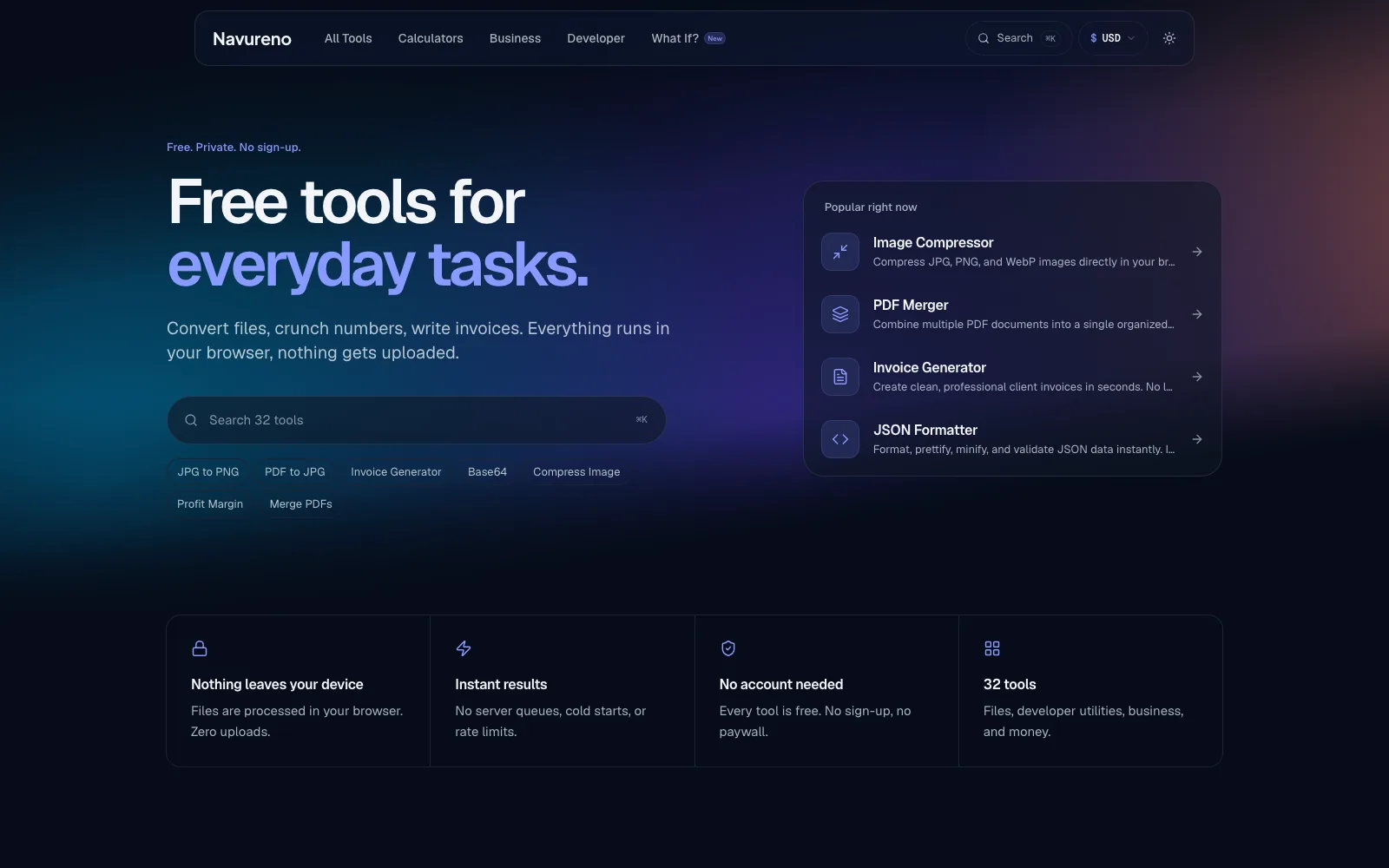 Navureno homepage